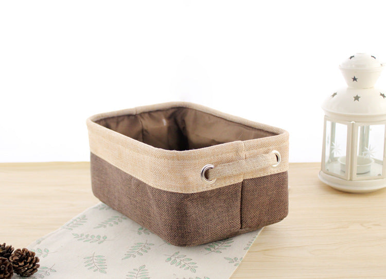 Foldable Fabric Storage Basket – Cotton Linen, No Lid | S, M, L, XL