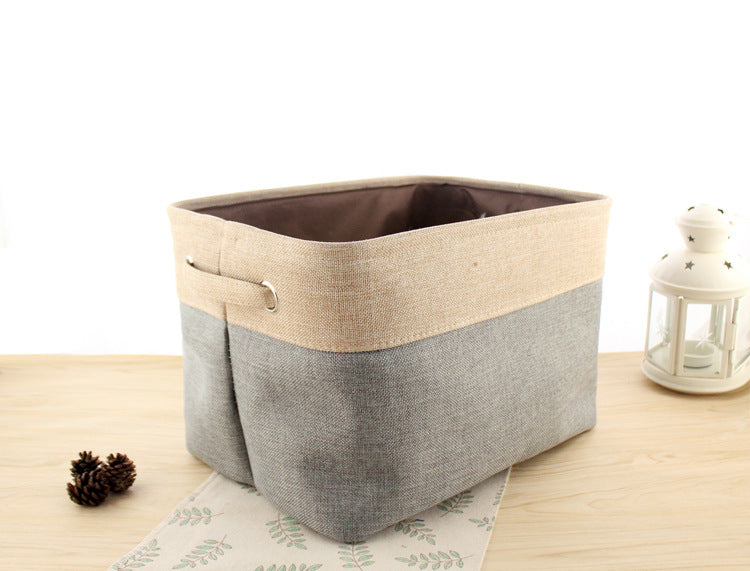 Foldable Fabric Storage Basket – Cotton Linen, No Lid | S, M, L, XL