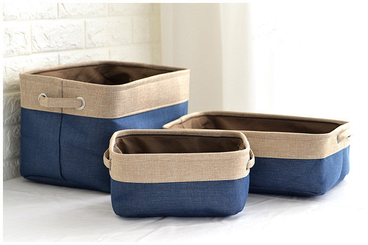 Foldable Fabric Storage Basket – Cotton Linen, No Lid | S, M, L, XL