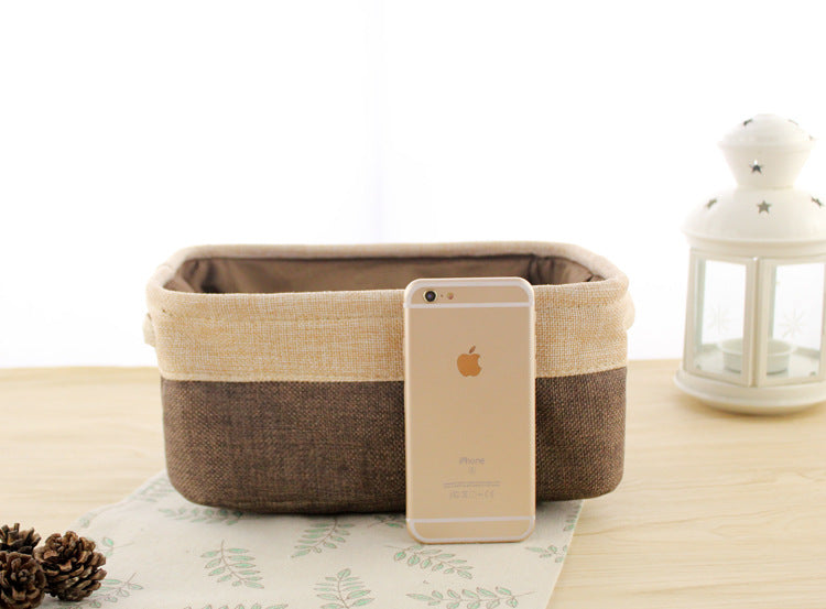 Foldable Fabric Storage Basket – Cotton Linen, No Lid | S, M, L, XL