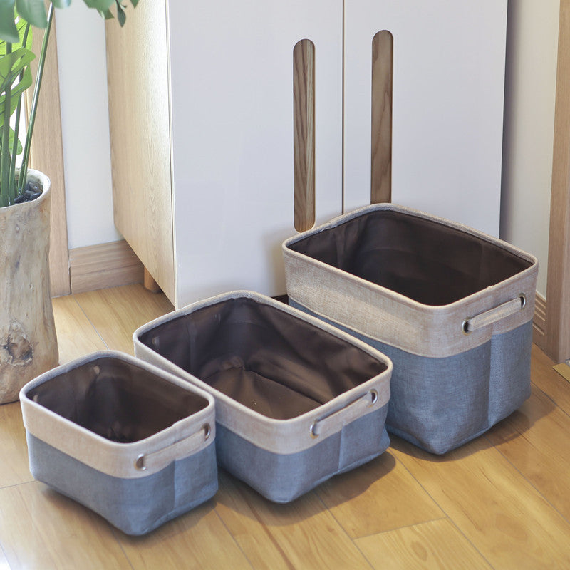 Foldable Fabric Storage Basket – Cotton Linen, No Lid | S, M, L, XL