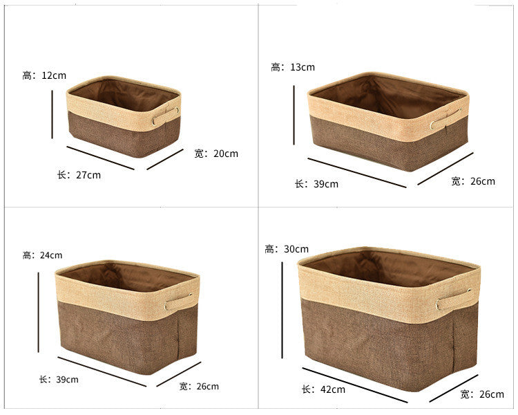 Foldable Fabric Storage Basket – Cotton Linen, No Lid | S, M, L, XL