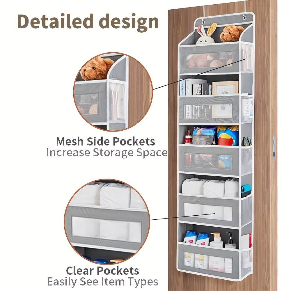 5-Tier Over-the-Door Storage Organizer – Holds Up to 44 lbs