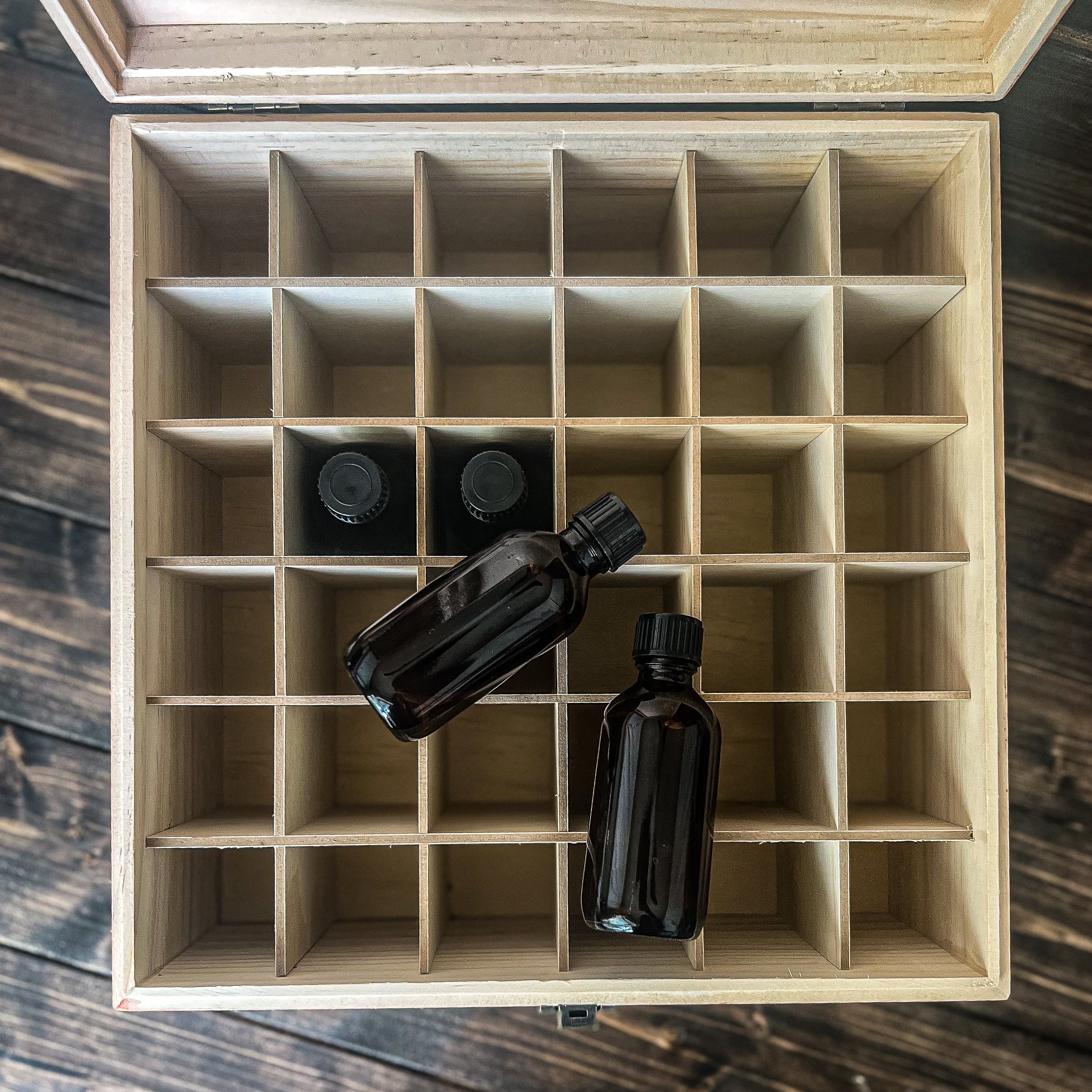 Handcrafted Wooden Whiskey Sample Bottle Storage Box – Holds 36 x 2oz Bottles