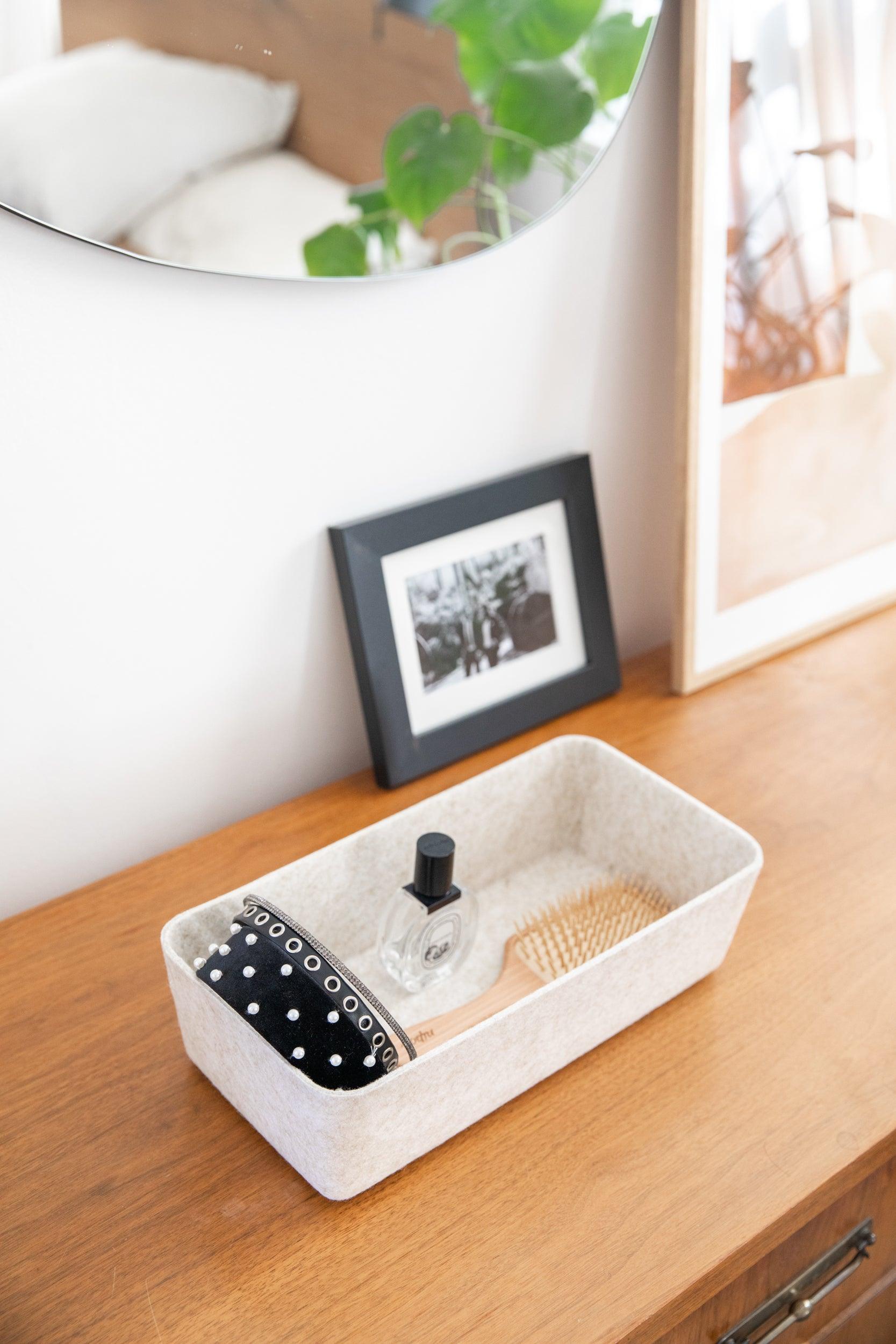 Sculpted Long Storage Bin – Modern Organizer for Drawers, Pantry & More | Carbon & Stone
