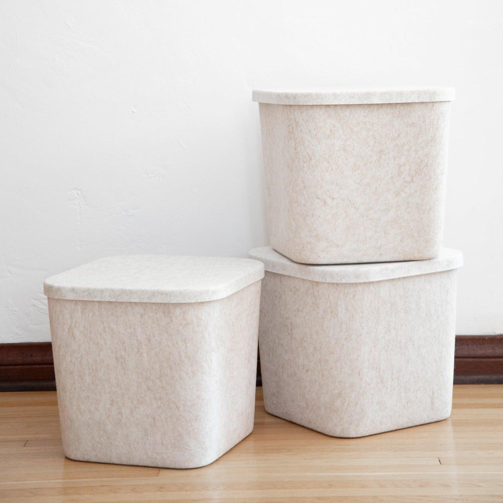 Sculpted Storage Bin (Original) – Modern Home Organizer for Any Room | Carbon & Stone
