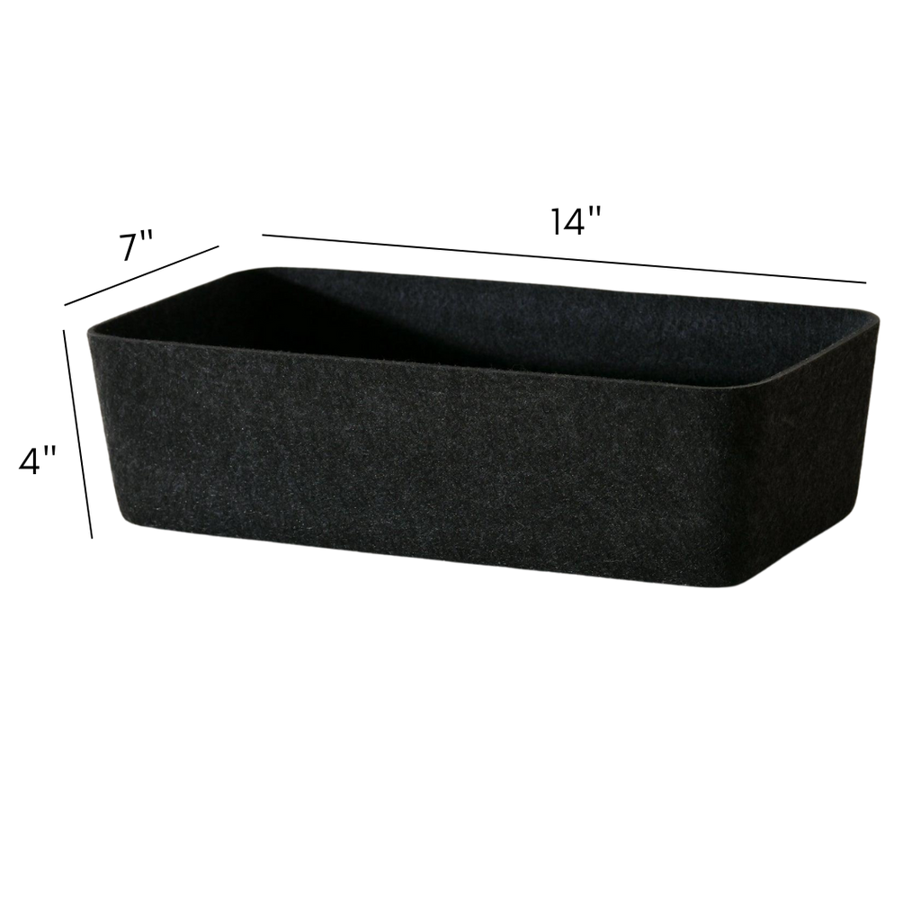 Sculpted Long Storage Bin – Modern Organizer for Drawers, Pantry & More | Carbon & Stone