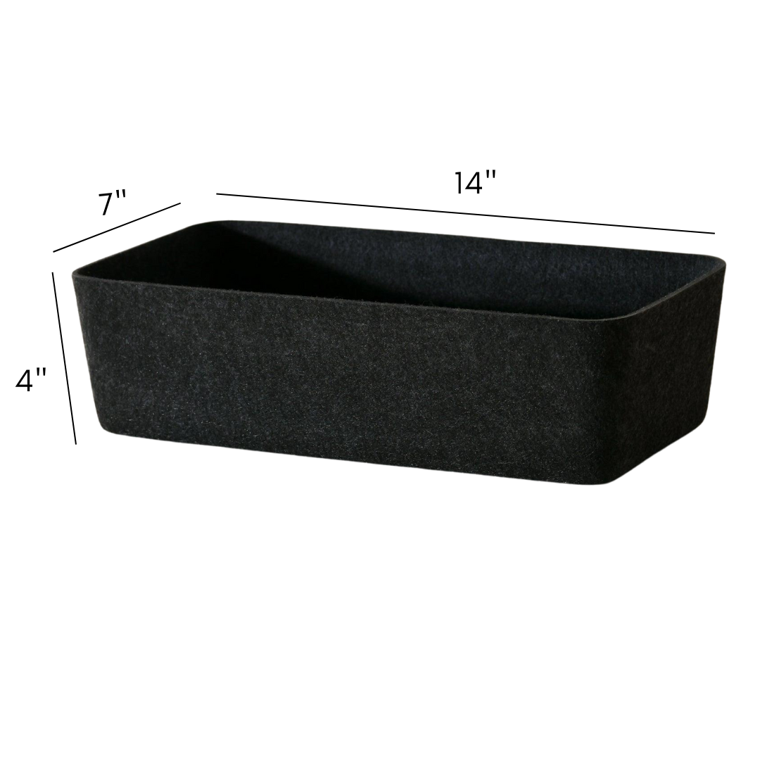 Sculpted Long Storage Bin – Modern Organizer for Drawers, Pantry & More | Carbon & Stone