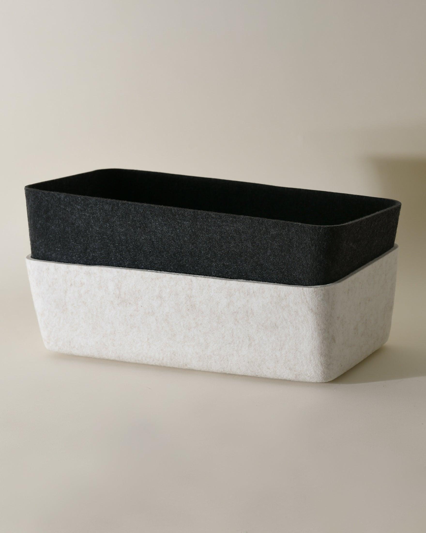 Sculpted Long Storage Bin – Modern Organizer for Drawers, Pantry & More | Carbon & Stone