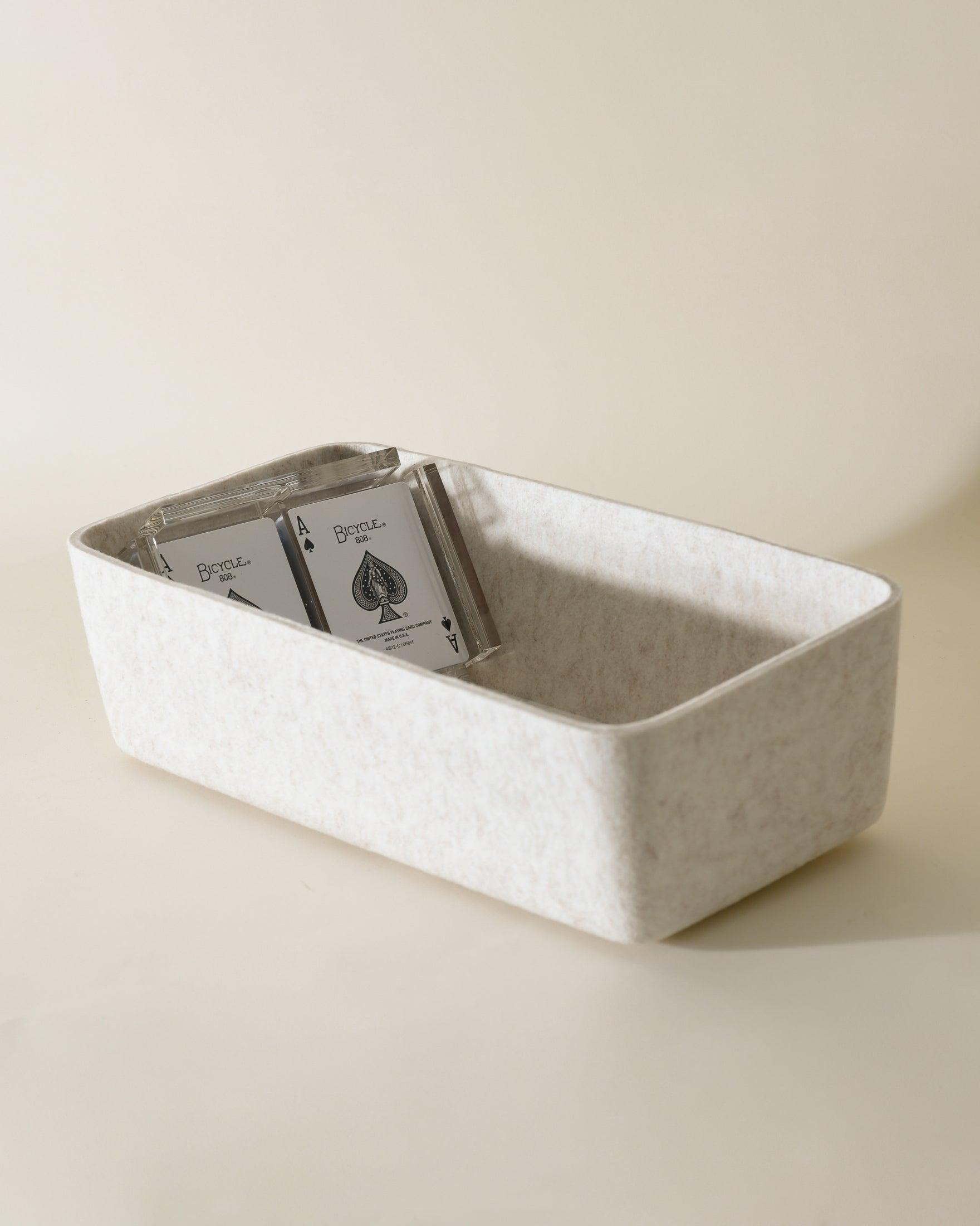 Sculpted Long Storage Bin – Modern Organizer for Drawers, Pantry & More | Carbon & Stone