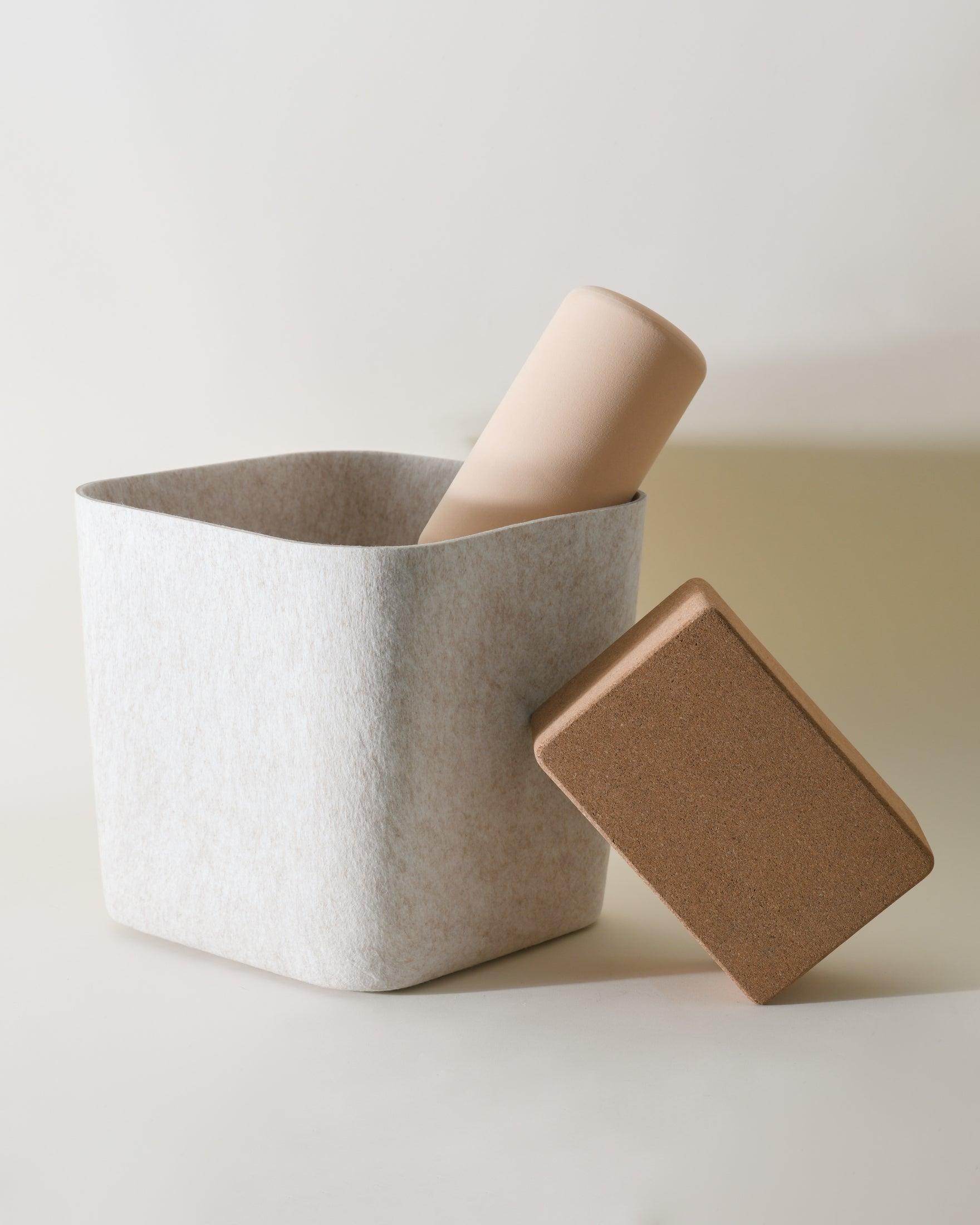 Sculpted Storage Bin (Original) – Modern Home Organizer for Any Room | Carbon & Stone