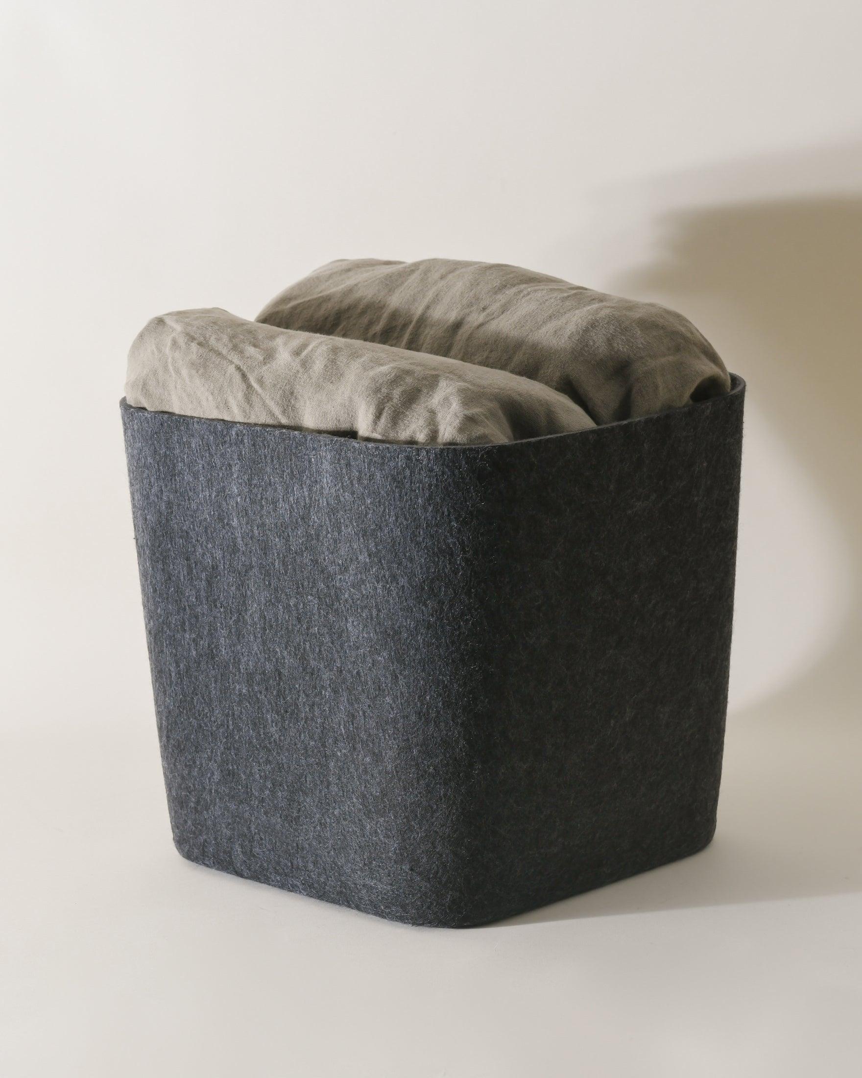 Sculpted Storage Bin (Original) – Modern Home Organizer for Any Room | Carbon & Stone