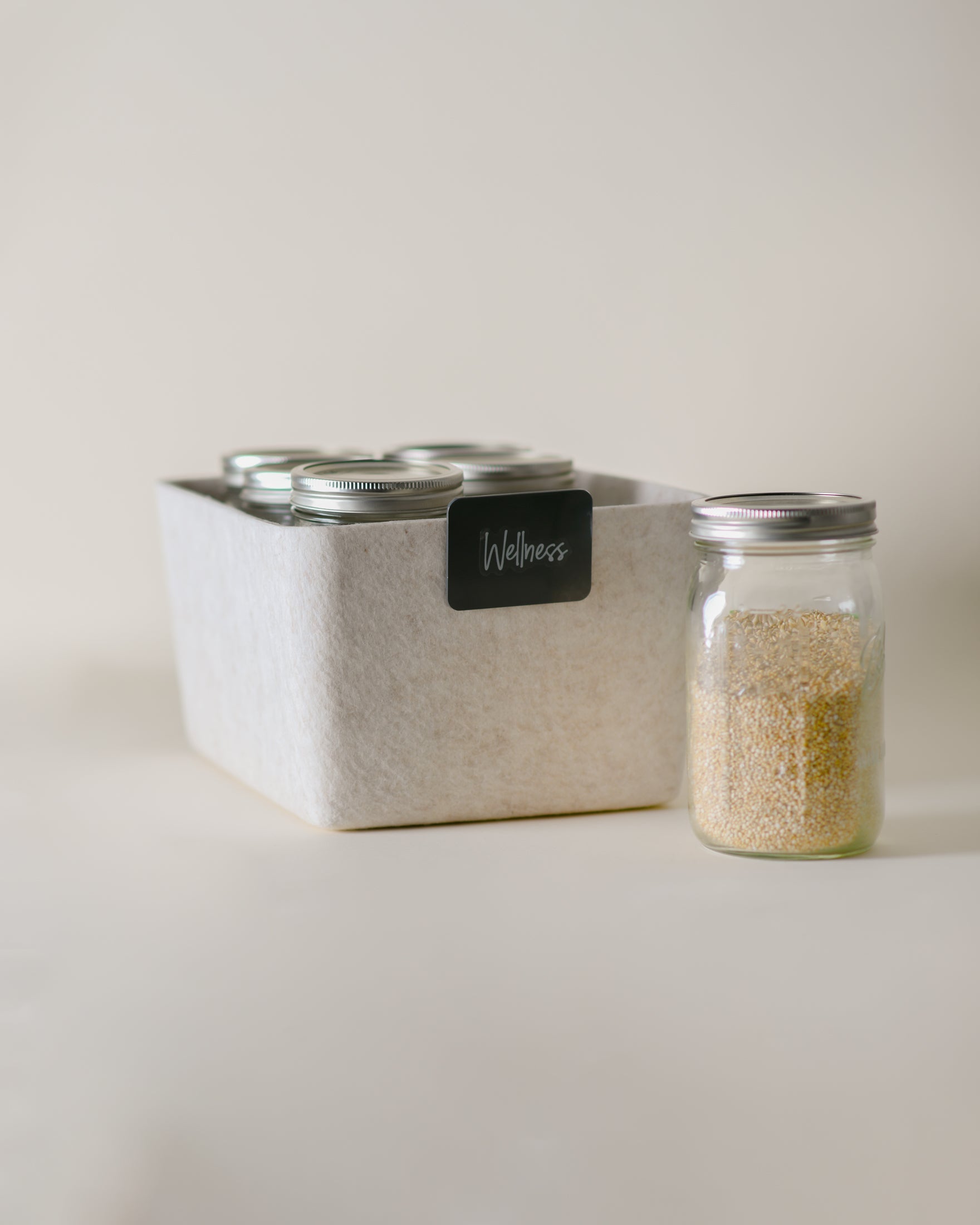 Sculpted Wide Storage Bin – Modern Home Organizer for Shelves & Cubbies | Carbon & Stone