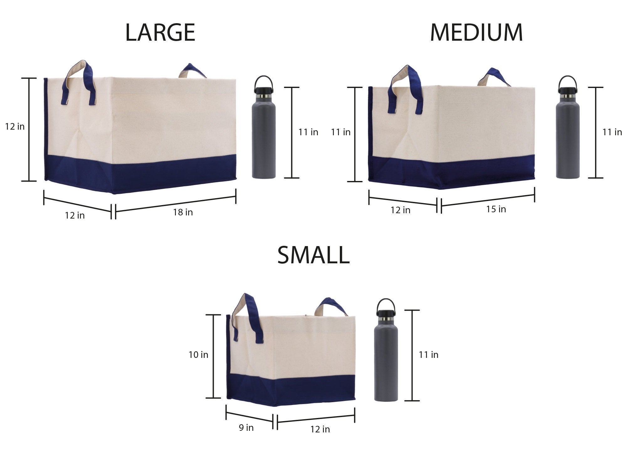 Canvas Storage Tote Bag – Nursery, Toy & Mudroom Organizer | S, M, L & Bundle